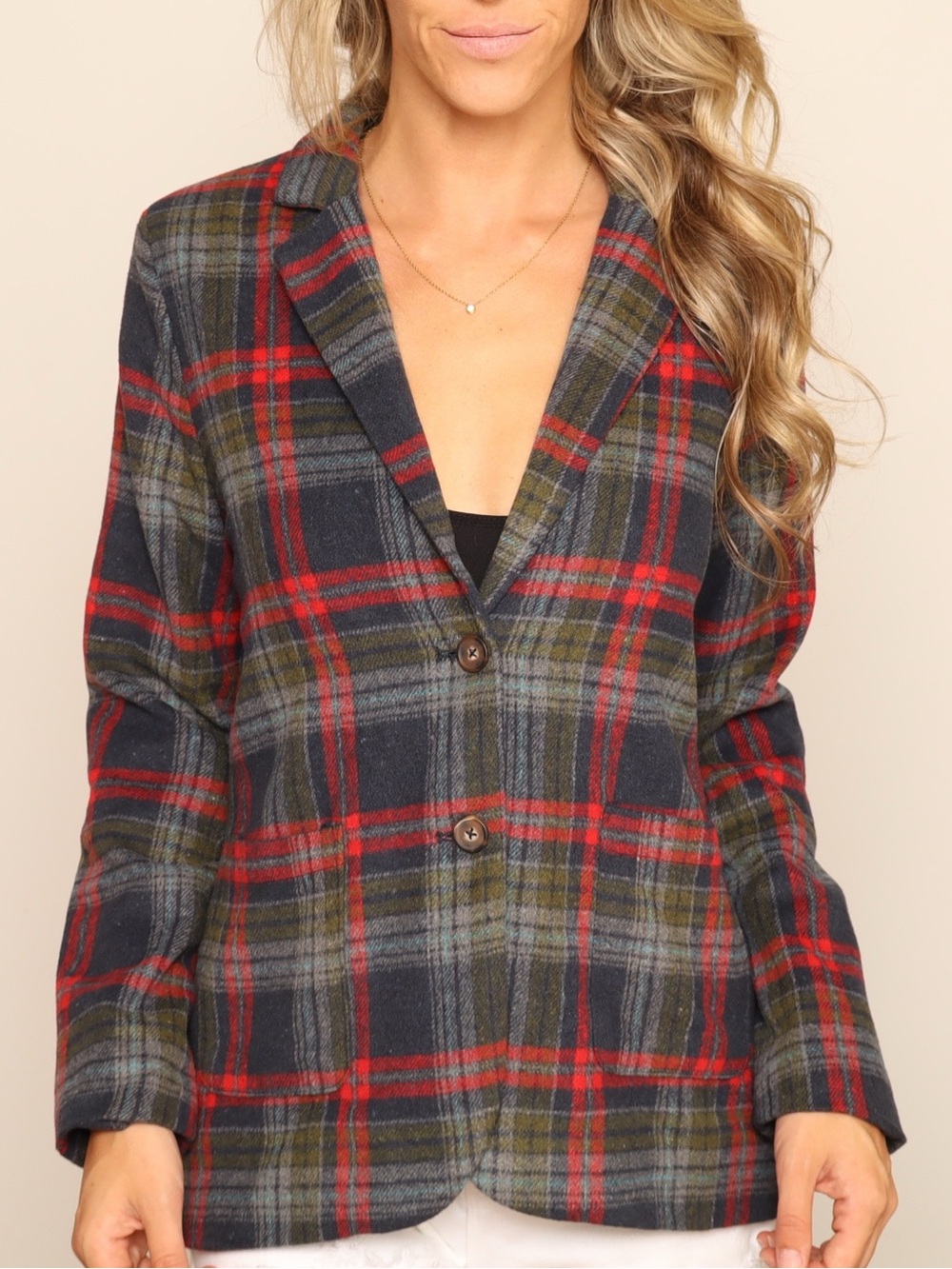 NWT! Aura Women's Black & Red Plaid Blazer Jacket Coat